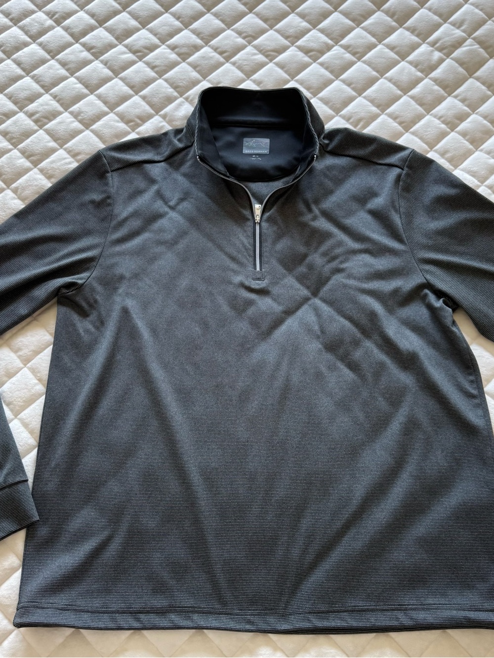 Greg Norman Collection Men's Medium Striped Quarter Zip Golf Pullover Gray M